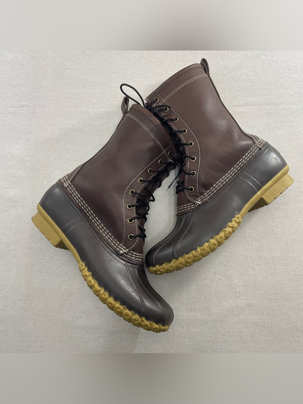 LL Bean 10” Shearling-Lined Duck Boots Brown on Brown 230121 Women's US 10 M US